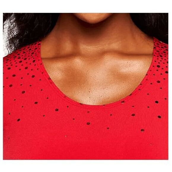 Susan Graver Womens 3X Liquid Knit Top Brown Scoop Neck 3/4 Sleeve Sparkles NWT - Picture 7 of 7